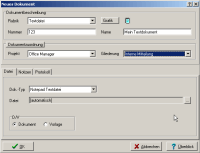 Office Manager 2.0: Screenshot der Dokumenteigenschaften