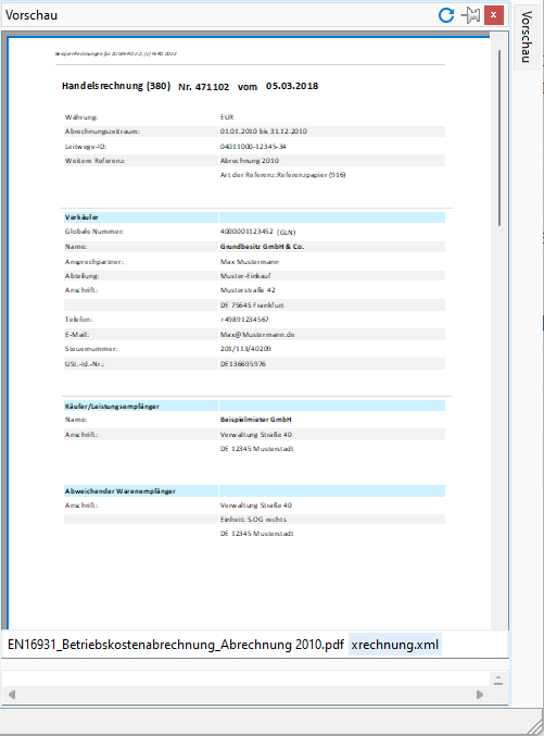 XRechnung als Dateianlage