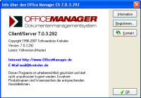 Office Manager DMS 7.0: Screenshot der Programminfo