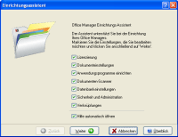 Office Manager DMS 9.0: Screenshot des Einrichtungsassistenten