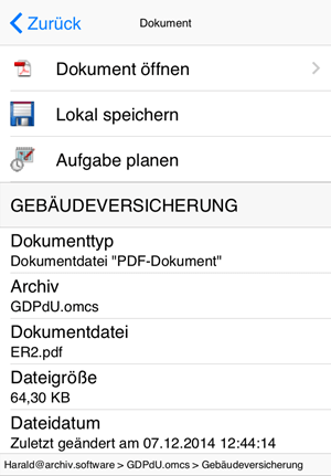App Dokumentdetail